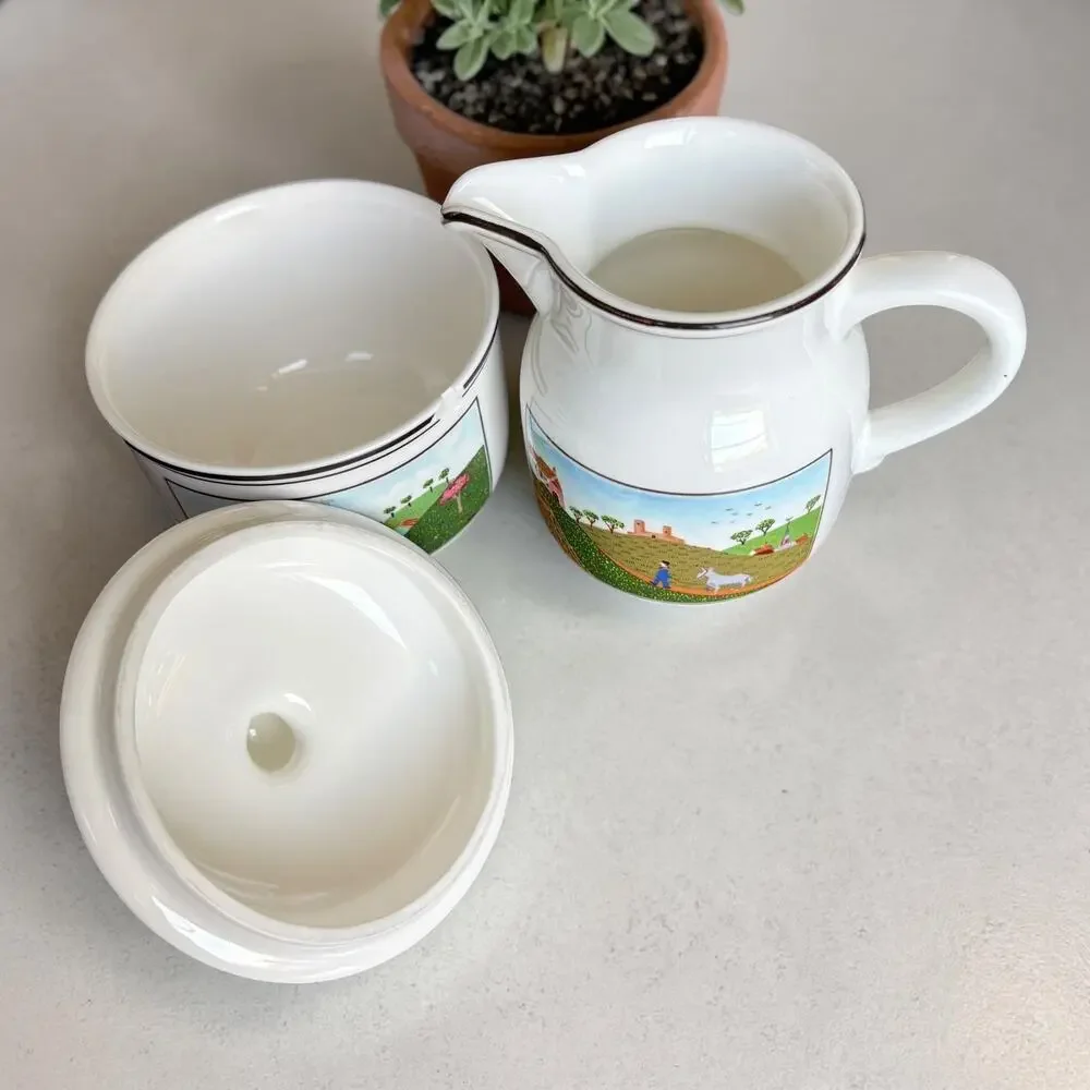 Villeroy & Boch Naif Creamer Sugar Bowl Set Country Farmhouse Village